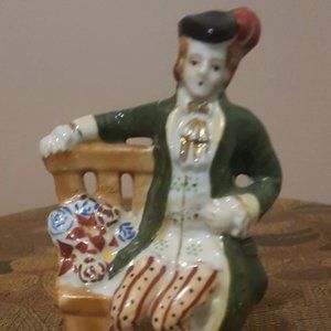 Vintage Man on Bench With Flowers Figurines